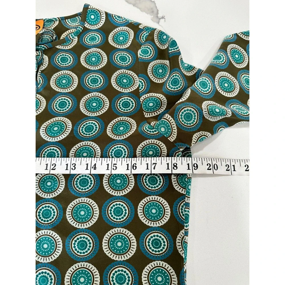 Tory Burch Silk Mandarin Collar Tie Neck Blouse‎ Geometric Print Size 6